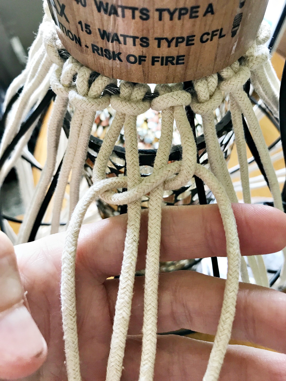 DIY macrame pendant light