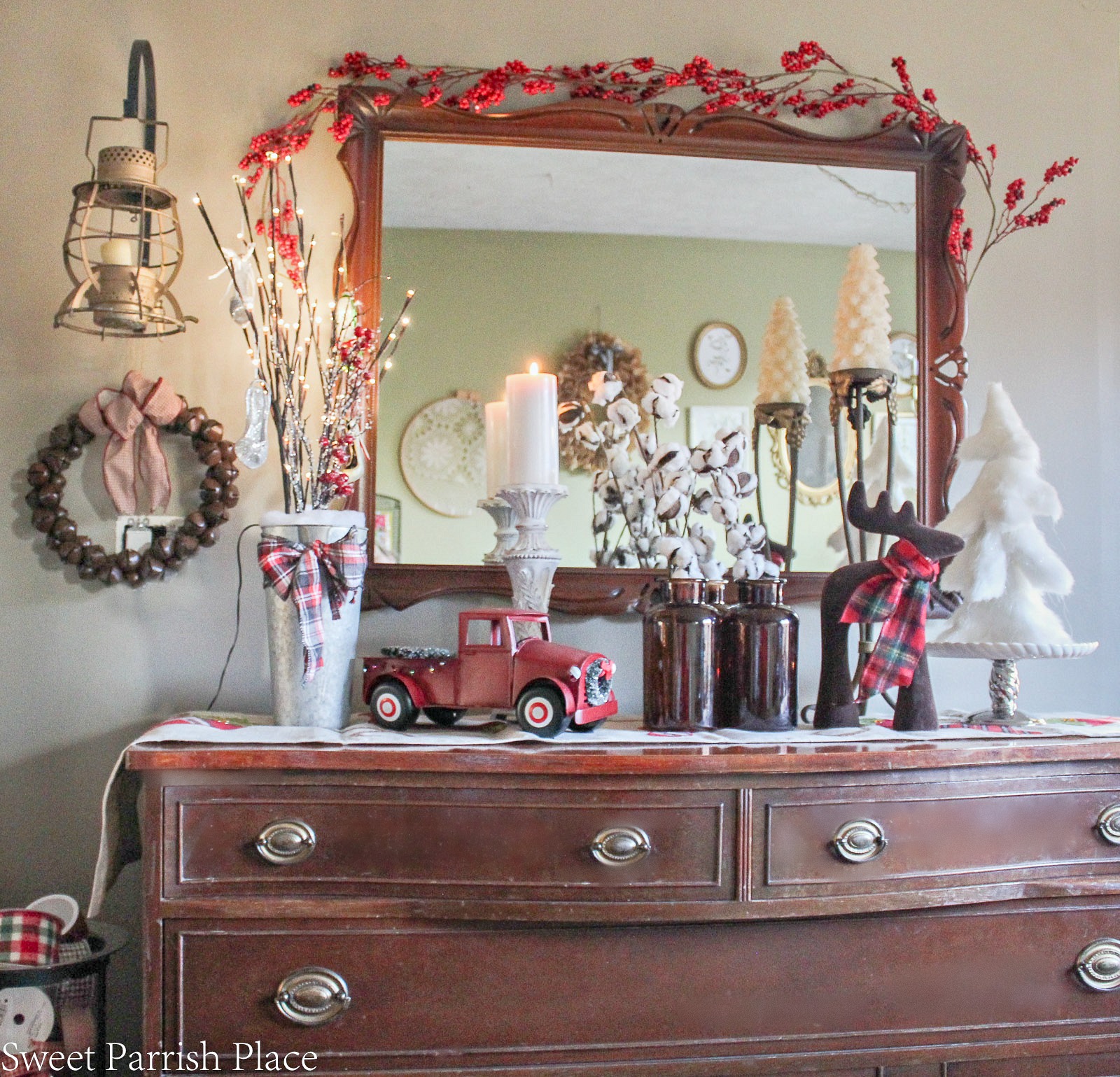 Buffet decorated for Christmas