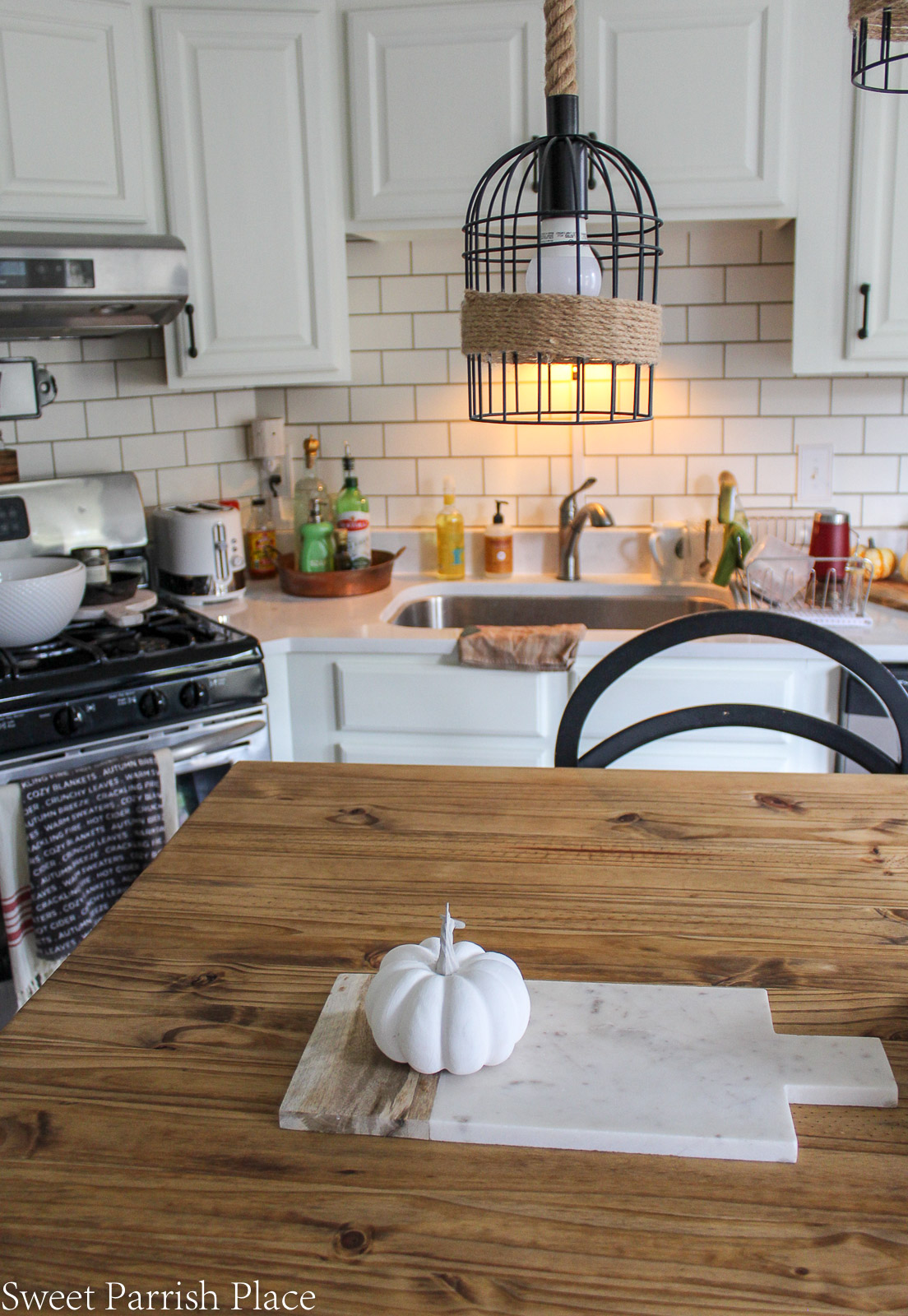 rustic wood kitchen island top