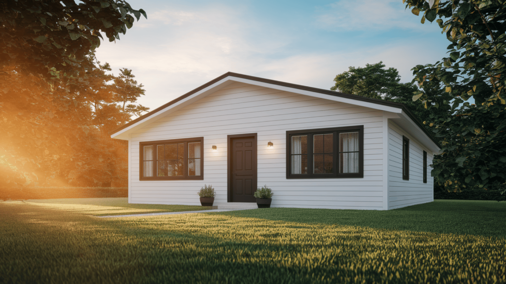 1. White Wooden House Upgraded with Black Trim

