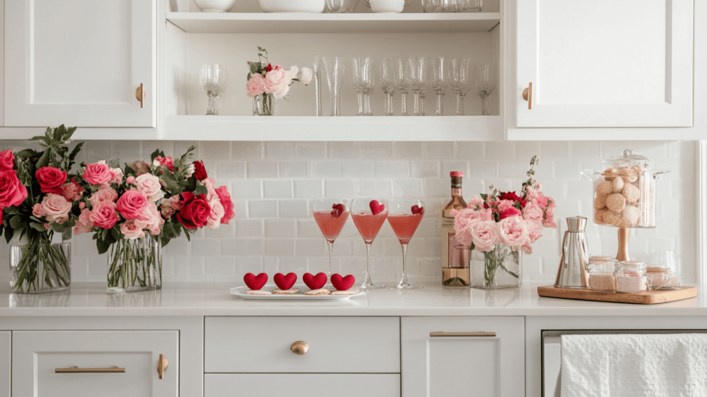 15. Valentine's Flowers for a White Kitchen
