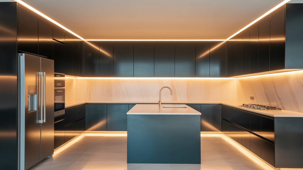 2. Modern Style: Sleek, Handleless Cabinets
