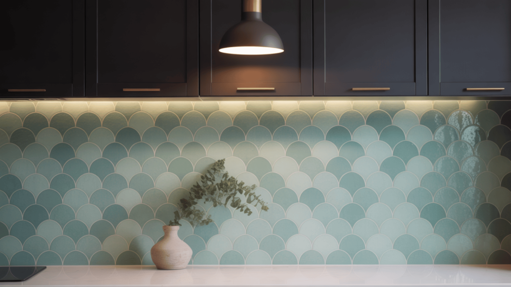 21. Fish Scale Tile Backsplash
