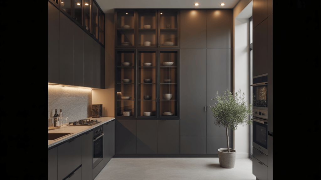 24. Floor-to-Ceiling Black Cabinets

