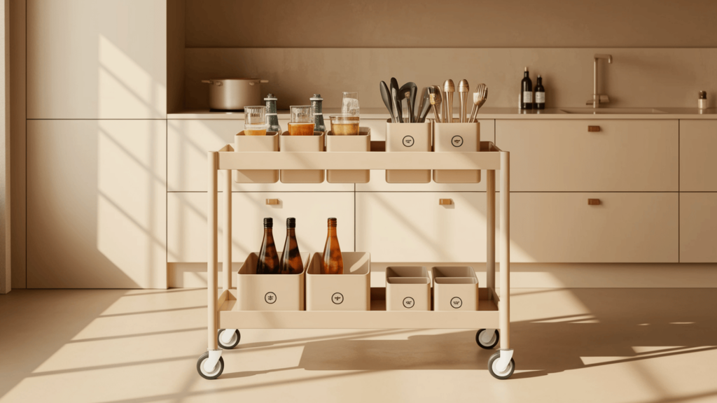 25. Neutral Kitchen With Island Trolley
