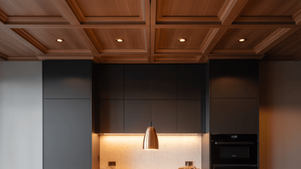 28. Textured Ceiling with Wood Panel
