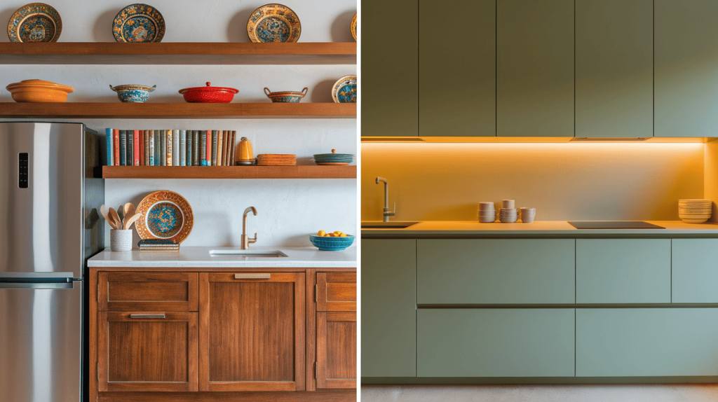 3. Open Shelving vs. Closed Cabinets
