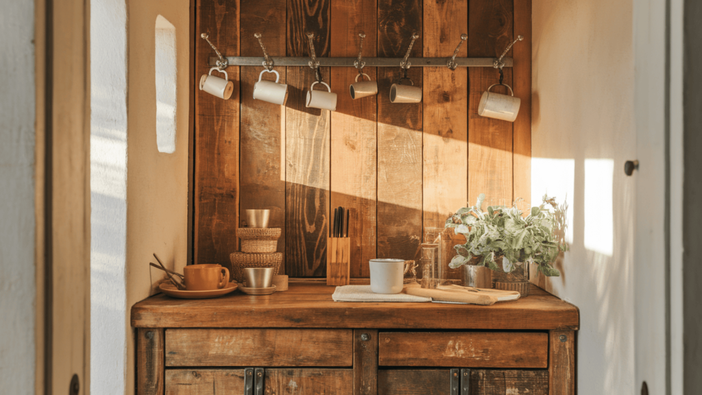 30. Rustic Kitchen Nook for Home Bar
