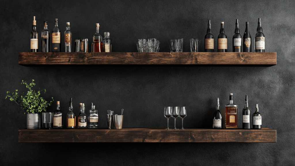 36. Floating Shelf Mixology Bar
