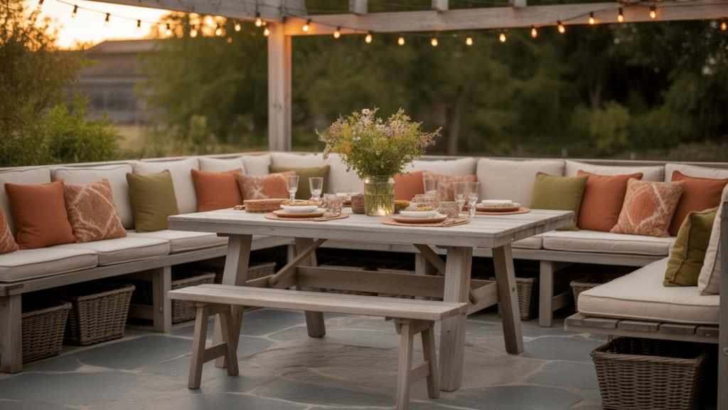 Built-In-Outdoor-Bench-Seating-With-Cushions-And-Hidden-Storage-Near-Backyard-Dining-Or-Fire-Pit