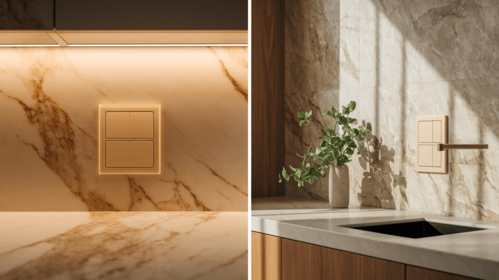 Color-Matched-Screwless-Kitchen-Wall-Plate-Blending-With-Tile-Or-Stone-Backsplash