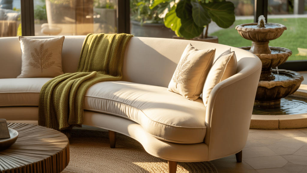 Nature-Inspired-Interior-With-Plants-Wood-Stone-And-Organic-Light-In-Soft-Earth-Tone-Living-Space