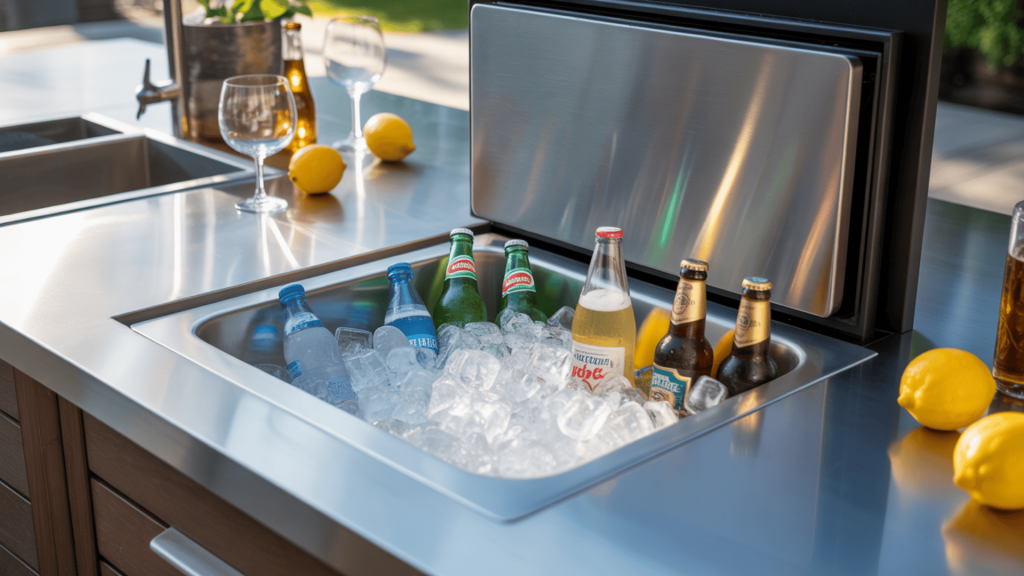 Outdoor-Countertop-With-Drop-In-Cooler-Filled-With-Ice-And-Drinks-For-Backyard-Entertaining
