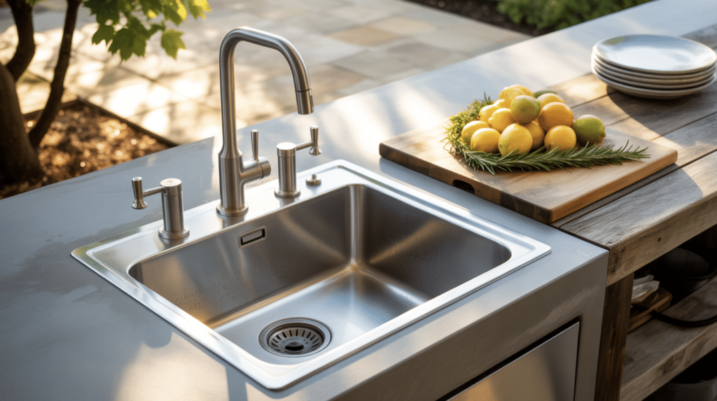 Outdoor-Kitchen-With-Stainless-Steel-Sink-For-Food-Prep-And-Cleanup-In-All-Seasons