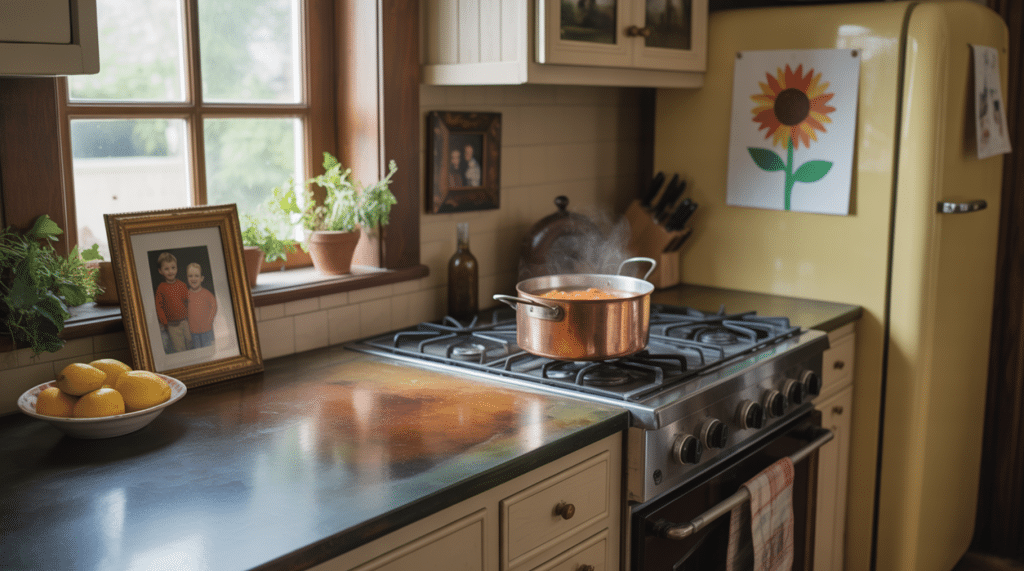 Realistic-Soapstone-Countertop-With-Aged-Patina-In-Warm-Family-Kitchen-Filled-With-Memory-And-Use