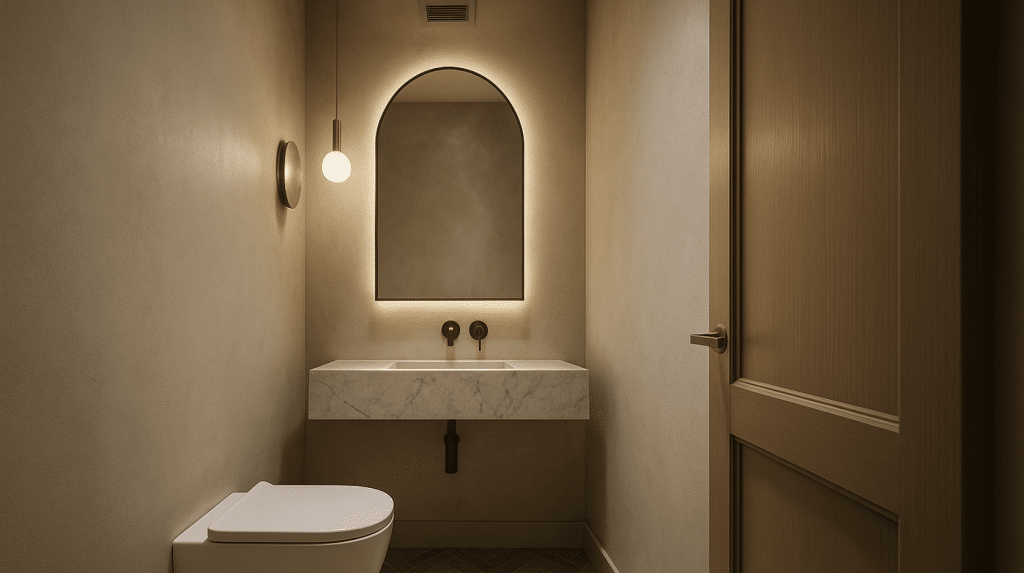minimum powder room size