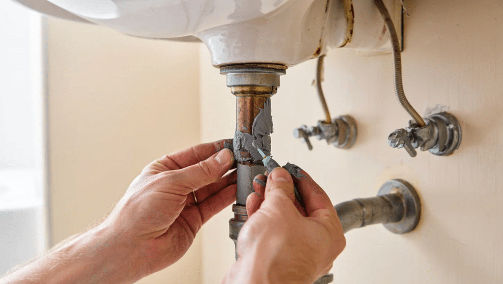 patch-small-pipe-cracks-with-epoxy-putty